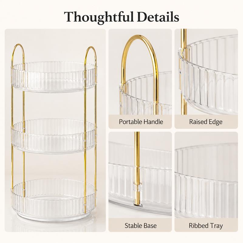 360° Rotating Round Desktop Multi‑Layer Cosmetic & Skincare Storage Organizer