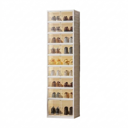 Foldable Transparent Plastic Shoe Storage Box, Integrated Dust‑Proof Stackable Shoe Organizer for Home Entryway