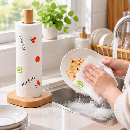 Disposable Kitchen Cleaning Cloths Roll, Thickened Household Cleaning Towels, Water‑Absorbent &amp; Oil‑Removing Multi‑Purpose Wipes