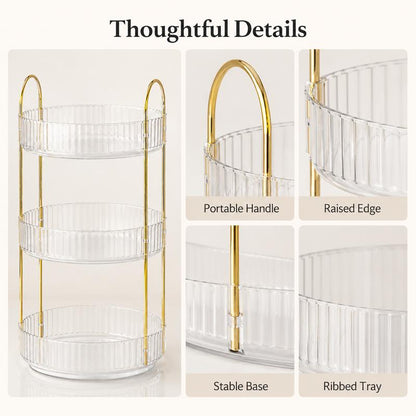 360° Rotating Round Desktop Multi‑Layer Cosmetic &amp; Skincare Storage Organizer