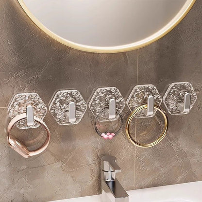 Glacier Textured Self‑Adhesive Single Hook, Drill‑Free Wall Mount Hook for Bathroom, Dorm and Door