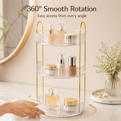 360° Rotating Round Desktop Multi‑Layer Cosmetic &amp; Skincare Storage Organizer
